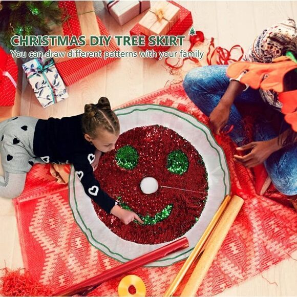 Color Changing Glitter Sequined Tree Skirt. 40". NIP - Picture 6 of 6